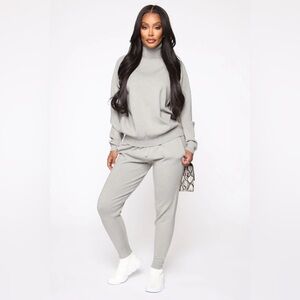 NEW Fashion Nova - Chill Mami Sweater Set - Heather Grey XL